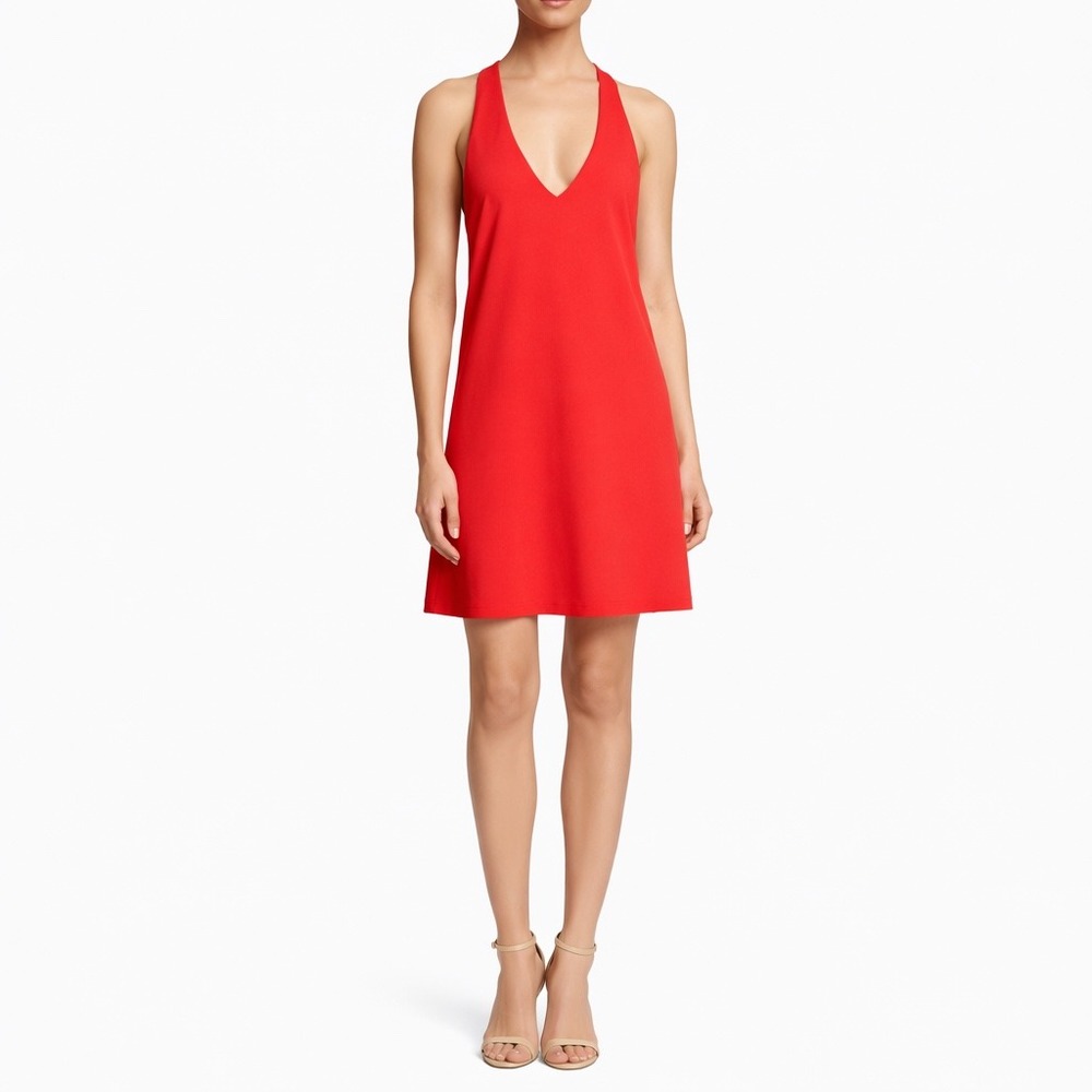 Alice + Olivia Red V-Neck T-Back‎ Mini Dress Sleeveless A-Line Cocktail XS